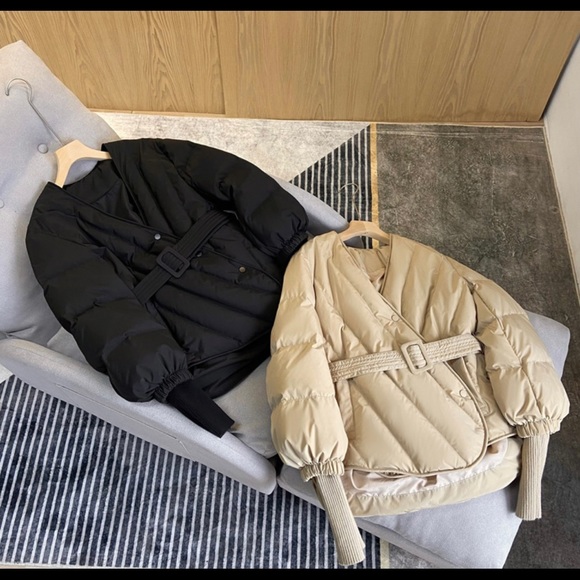 New Puff Down Quilted Tan color Streetwear Fashion women Autumn Winter Coat - Picture 3 of 16